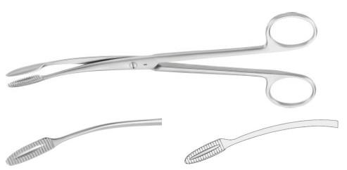 КОРНЦАНГ ДЛЯ ТАМПОНІВ/ПЕРЕВ'ЯЗКИ ГРОСС, БЕЗ КРЕМАЛЬЄРИ, ВИГНУТИЙ, 200 ММ